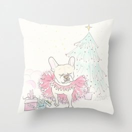 Sweet Sugar Plum Frenchie Christmas Holiday Card Throw Pillow