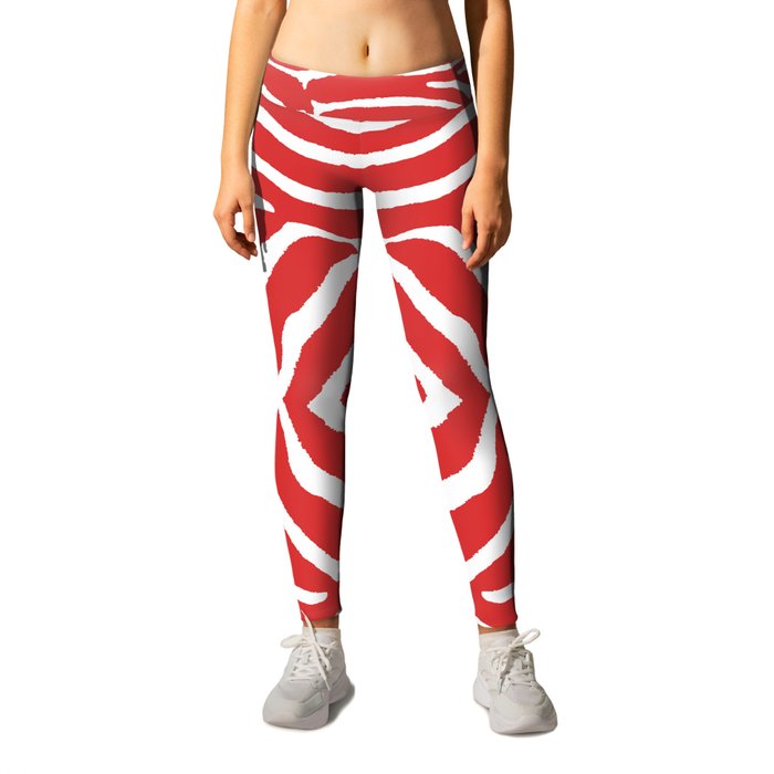 Zebra Pattern | Zebra Stripes | Zebra Red Stripes 746 Leggings