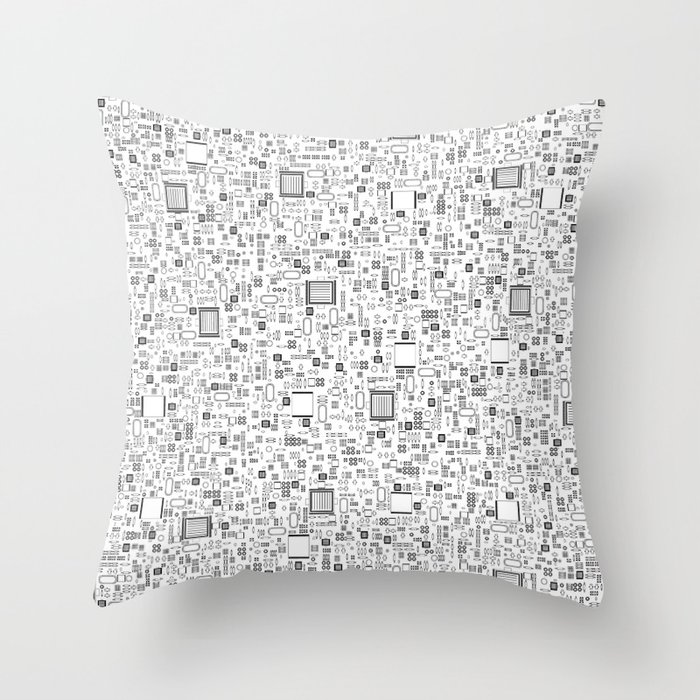 All Tech Line / Highly detailed computer circuit board pattern Throw Pillow