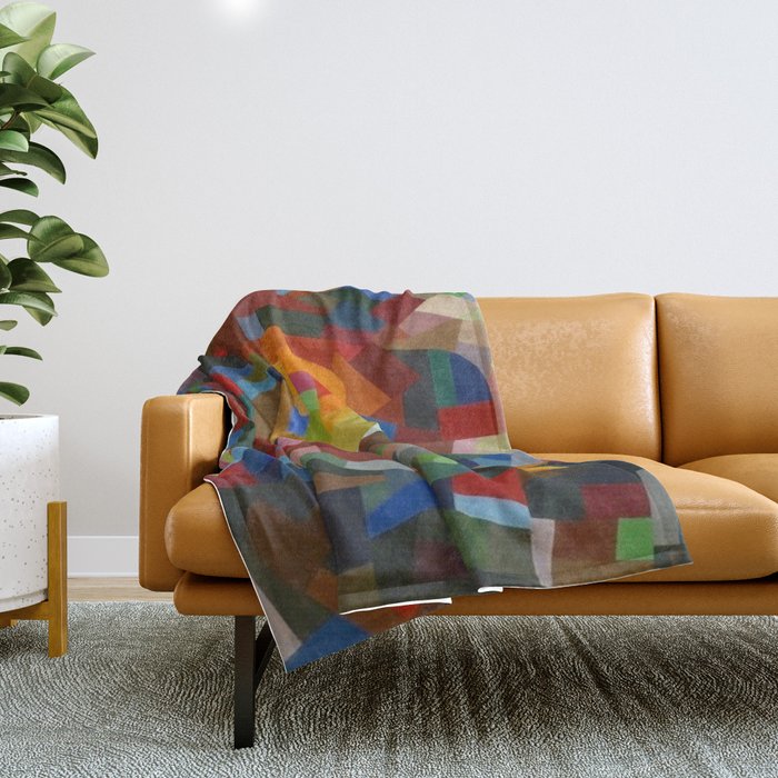 Otto Freundlich Rosace ii Abstract Acrylic Painting Modern Geometric Colorful Art Pattern Throw Blanket