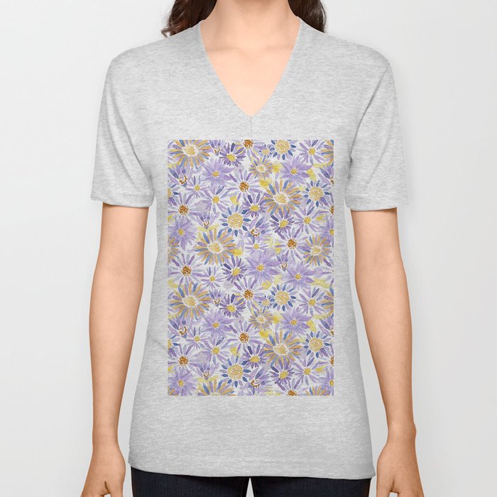 Primavera (Yellow & Purple) V Neck T Shirt