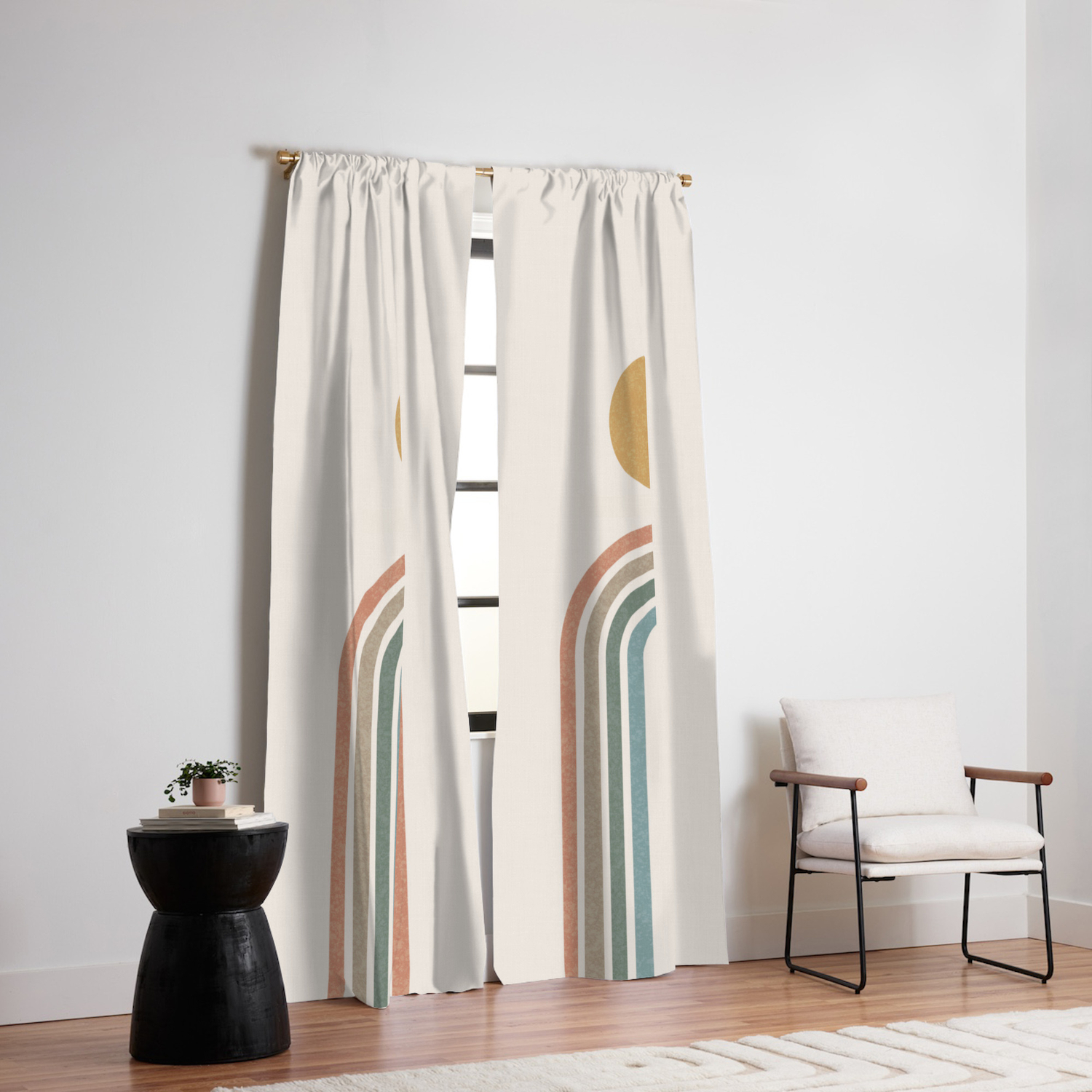 Mid Century Modern Rainbow Blackout Curtain By Moonlightprint Society6