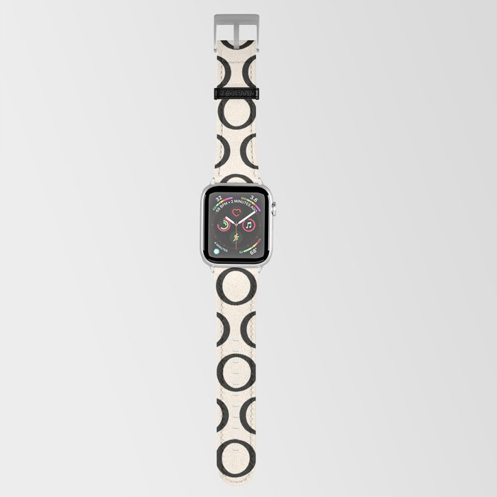 Inky Dots Minimalist Pattern 2 in Black and Almond Cream Apple Watch Band