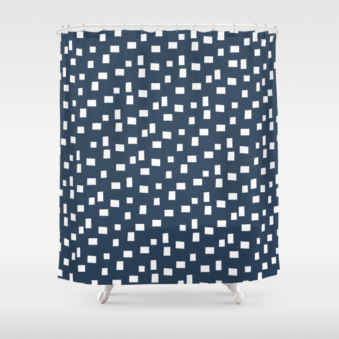 Rectangles 1 | Pattern in Indigo and White Shower Curtain