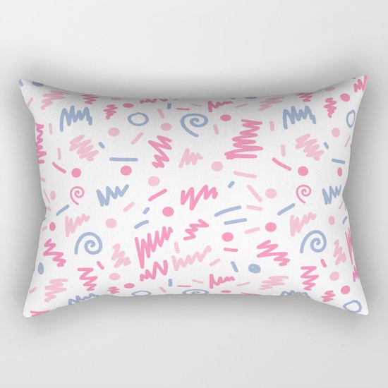 Trendy minimal bright nursery pattern squiggle zig zag polka dots swirl pattern Rectangular Pillow