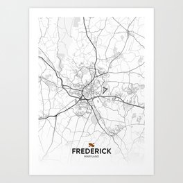 Frederick, Maryland, United States - Light City Map Art Print