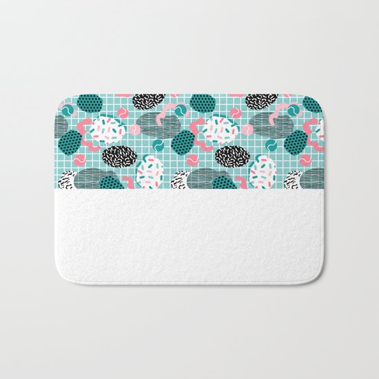Throw Down - memphis retro neon pastel palm springs tennis club sports recreation full court athlete Bath Mat
