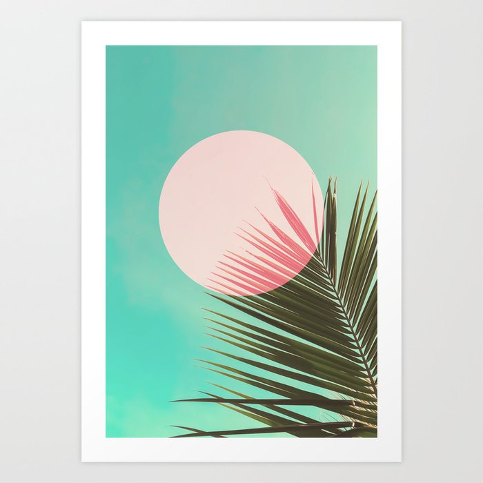 10_Palm trees pink sun Art Print