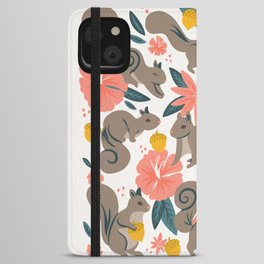 Squirrels & Blooms – Coral & Teal iPhone Wallet Case