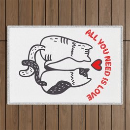Two Valentine Cats Outdoor Rug