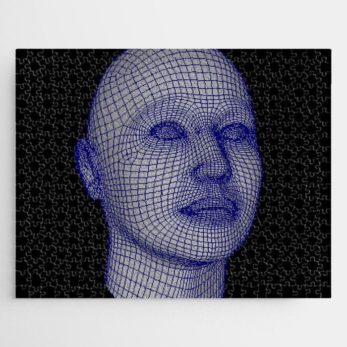 Blue Face Wireframe Jigsaw Puzzle