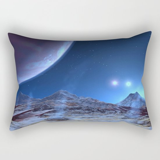 Extraterrestrial Landscape : Galaxy Planet Blue Rectangular Pillow