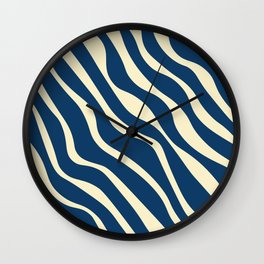 Abstract Retro Colorful Water Waves Art - Ateneo Blue and Blanched Almond Wall Clock