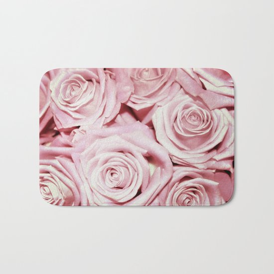Beautiful bed of pink roses- Floral Rose Flowers Bath Mat