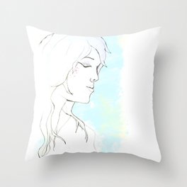 Girl in blue Throw Pillow