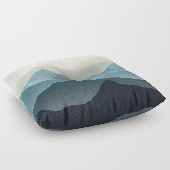 Teal Blue Mountaintops Floor Pillow