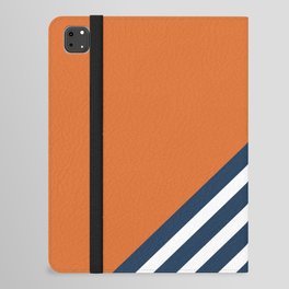 Color Block & Stripes Geometric Print, Orange, Navy and White iPad Folio Case