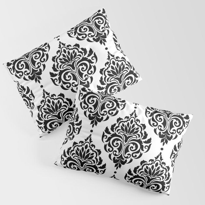 Black and White Damask Pillow Sham