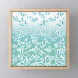blue butterflies in the sky Framed Mini Art Print