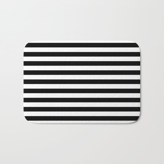 Black White Stripes Bath Mat