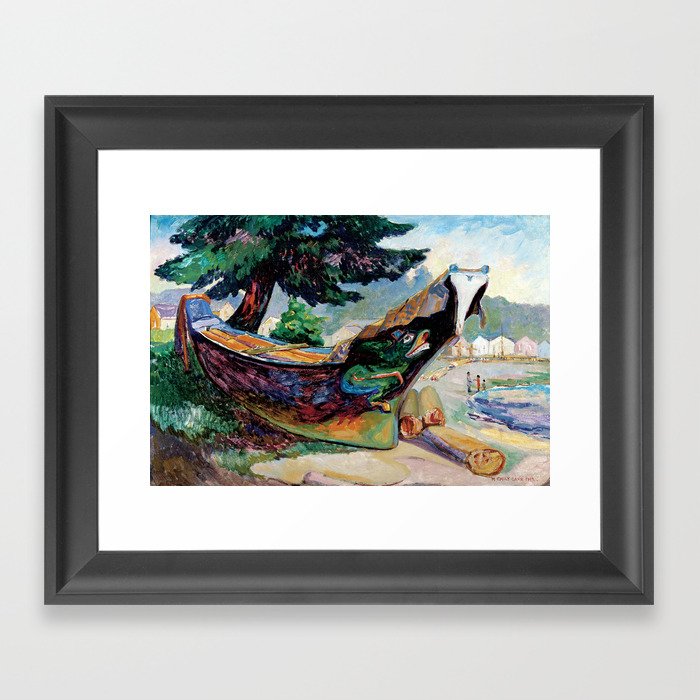 Emily Carr - Indian War Canoe, Alert Bay - Canada, Canadian Oil Painting - Group of Seven Framed Art Print