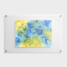 Blue and Yellow Abstract Floating Acrylic Print