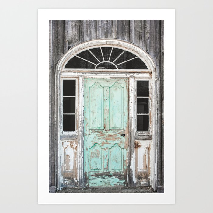 Barn Door Vintage Turquoise Art Print
