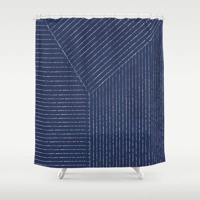 Lines (Navy) Shower Curtain