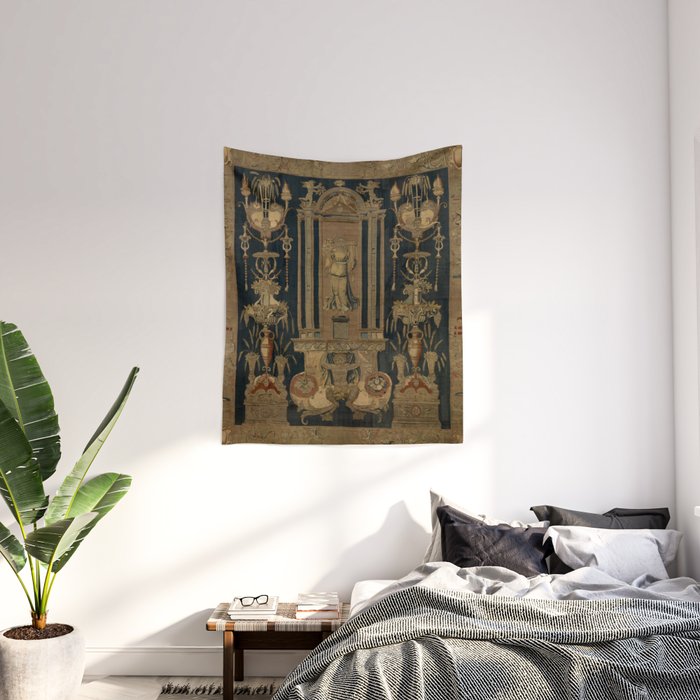 Antique 16th Century Goddess Ceres Grotesque Flemish Tapestry