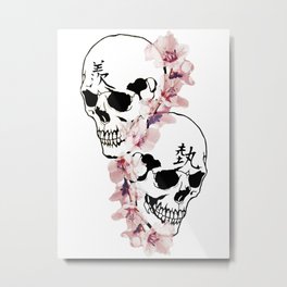 "Envy Art" Metal Print | Japanese, Kanji, Cherryblossom, Skull, Envious, Digital, Graphicdesign, Envy, Art 