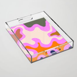 70s Colorful Retro Liquid Swirls Composition Acrylic Tray