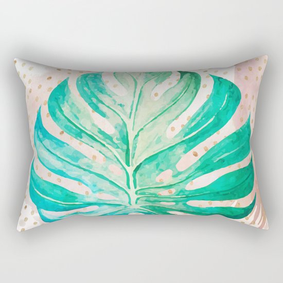 Leaf plant with golden points Rectangular Pillow