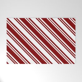 [ Thumbnail: White & Maroon Colored Lined/Striped Pattern Welcome Mat ]