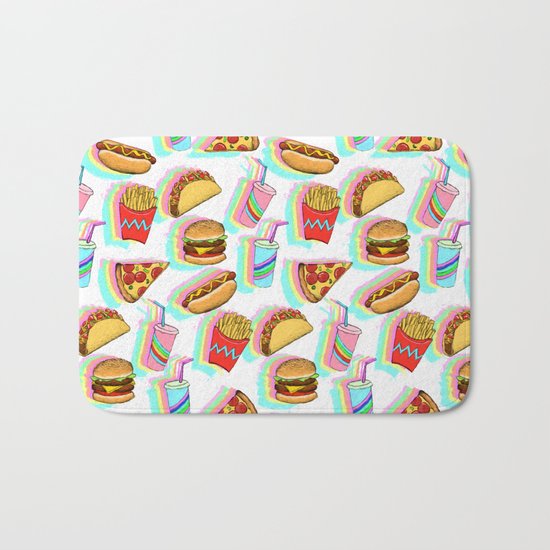 Rainbow Fast Food Bath Mat