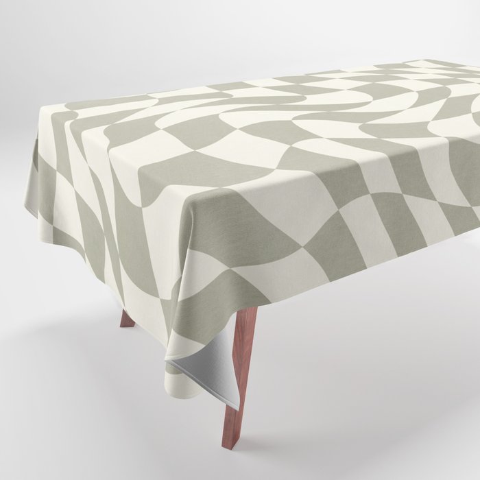 Warp wavy checked with olive green Tablecloth