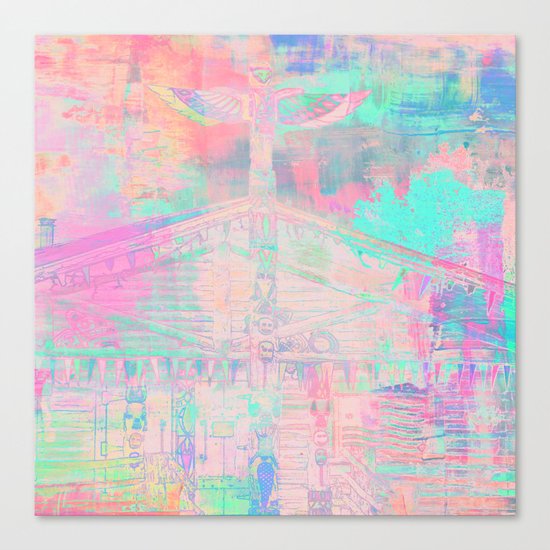 Totem Cabin Abstract - Pastel Canvas Print