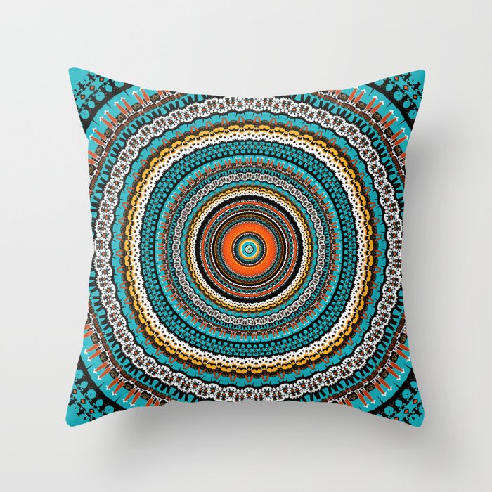 Turquoise Mandala  Throw Pillow