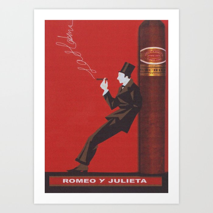 Cigar, Man Smoking a Cigar Vintage Art Art Print