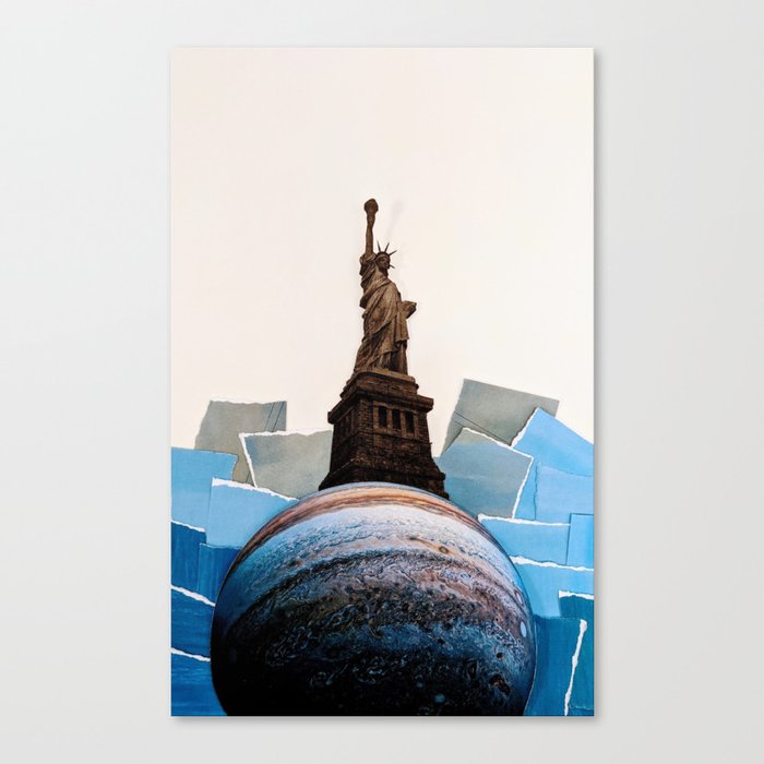 Blue Liberty Collage Canvas Print