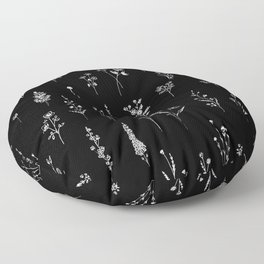 Black wildflowers Floor Pillow