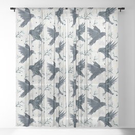 Odin's Ravens Pattern Print Sheer Curtain