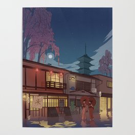 Kyoto at night Poster