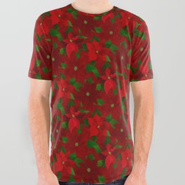 Red Ponsettia - Red Christmas Floral All Over Graphic Tee