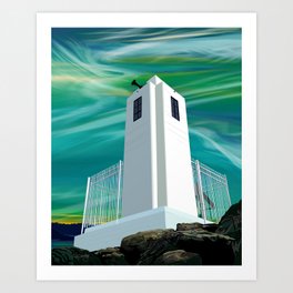 Northern Light & Lighthouse Art Print