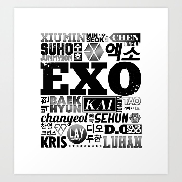 exo font collage art print by skeletonvenus society6