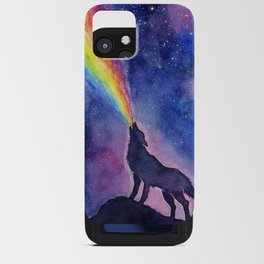 Galaxy Wolf Howling Rainbow iPhone Card Case