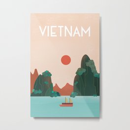 Vietnam travel poster Metal Print | Vintage Poster, Vietnam Print, Saigon Poster, Saigon, Digital, Sea, Saigon Sticket, Saigon Travel Poster, Sun, Vietnam Hat 