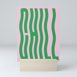 Chill Pink and Green Wavey Mini Art Print