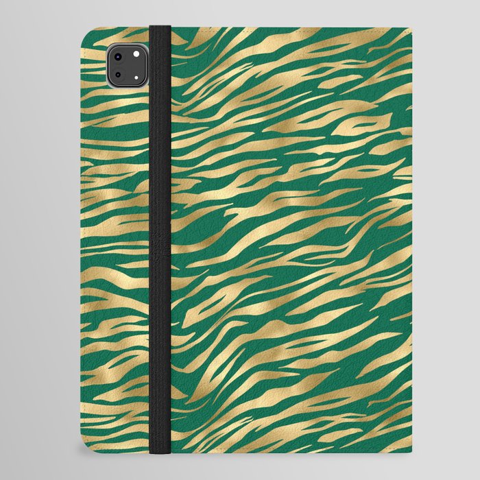 Green Gold Tiger Skin Print iPad Folio Case