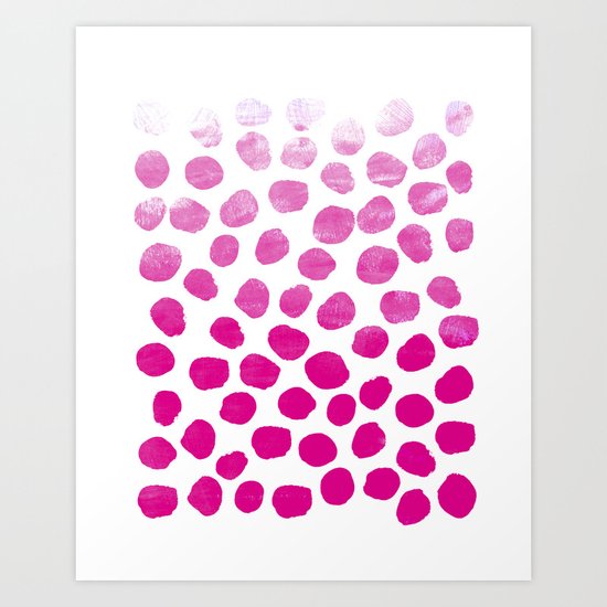 Ombre dots cute hot pink trendy must have gifts for college dorm room decor affordable painting Art Print